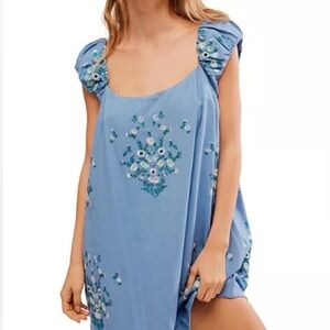 Free People Wildflower Embroidered Mini Dress